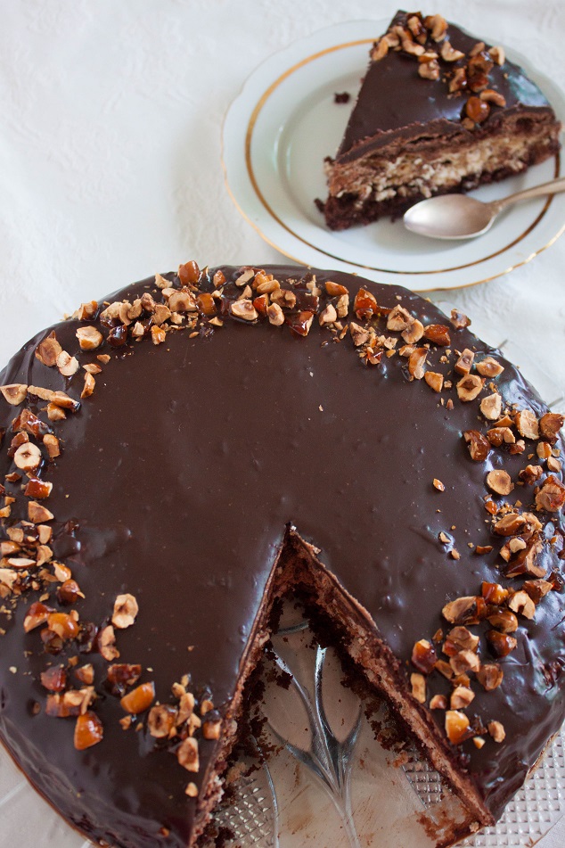 Chocolate Mousse Cake with Hazelnut Meringue 